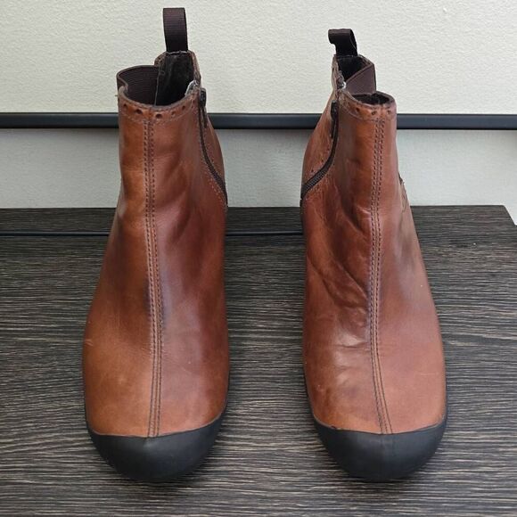 Merrell Plaza Mid Saddle Tan Leather Chelsea Waterproof Performance Ankle Side Z - Picture 1 of 7